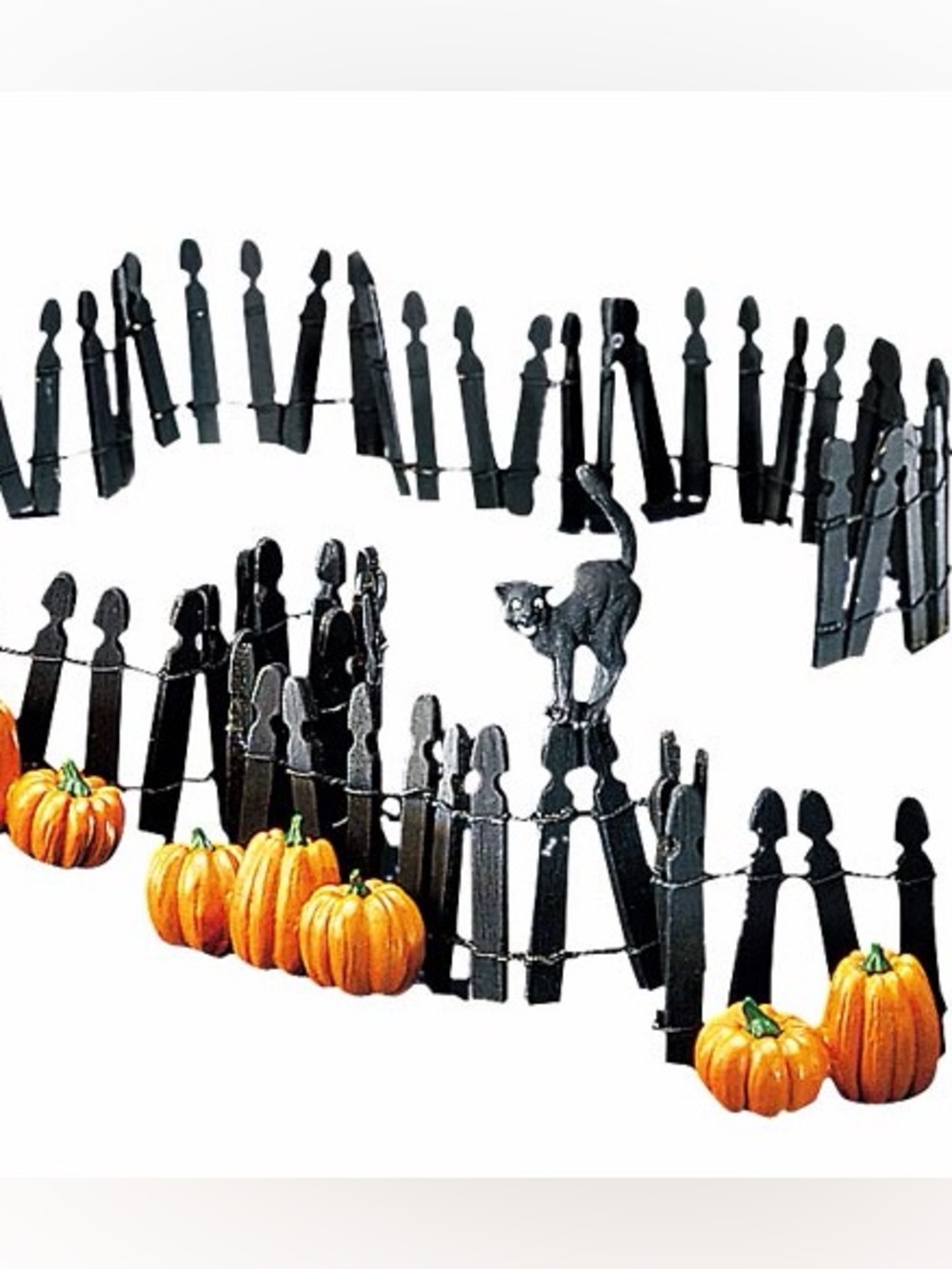 Dept 56 Village Halloween Fence Jack O lantern lights 1998 retired EUC Lot of 5